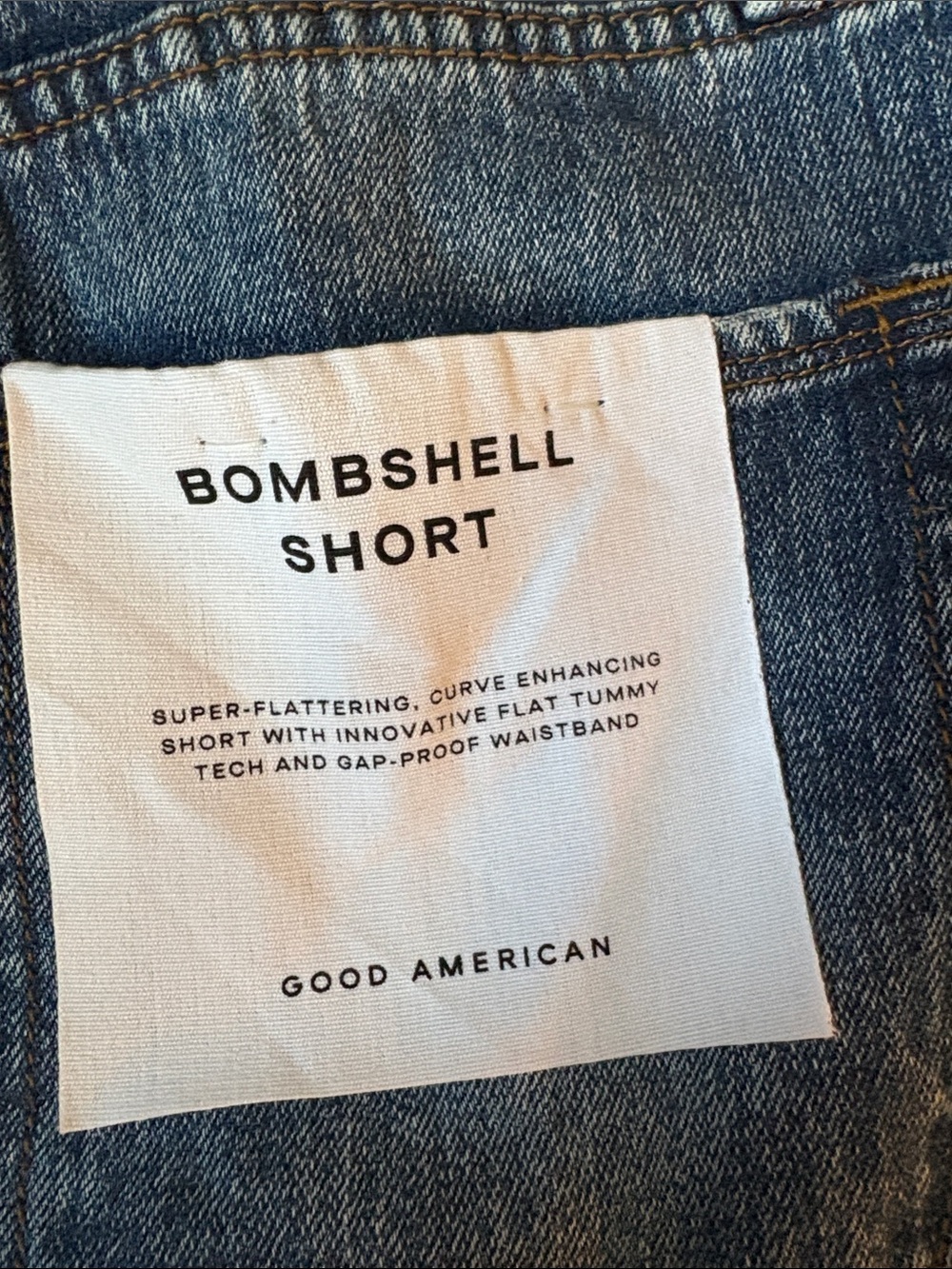 Good American Distressed High-Rise Ripped Denim Shorts - Blue Bombshell Short - Picture 6 of 9